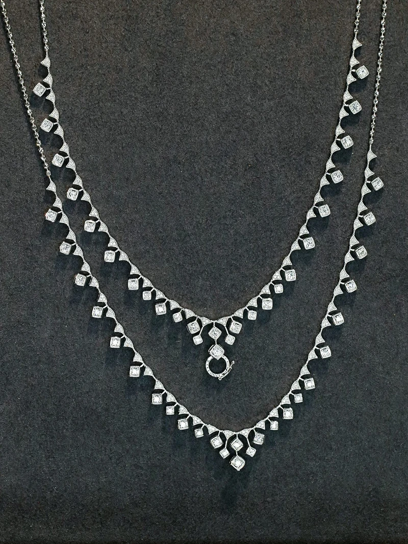 LUOWEND 100% 18K White Gold Necklace Luxury Elegant Style 1.16carat Real Natural Diamond Universal Clasp Necklace for Women