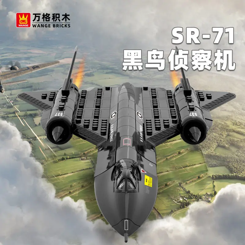 Military Aviation Series SR71 Reconnaissance Plane P51 Mustang WWII Fighter Jet Airliner Apache Attack Helicopter Building Block