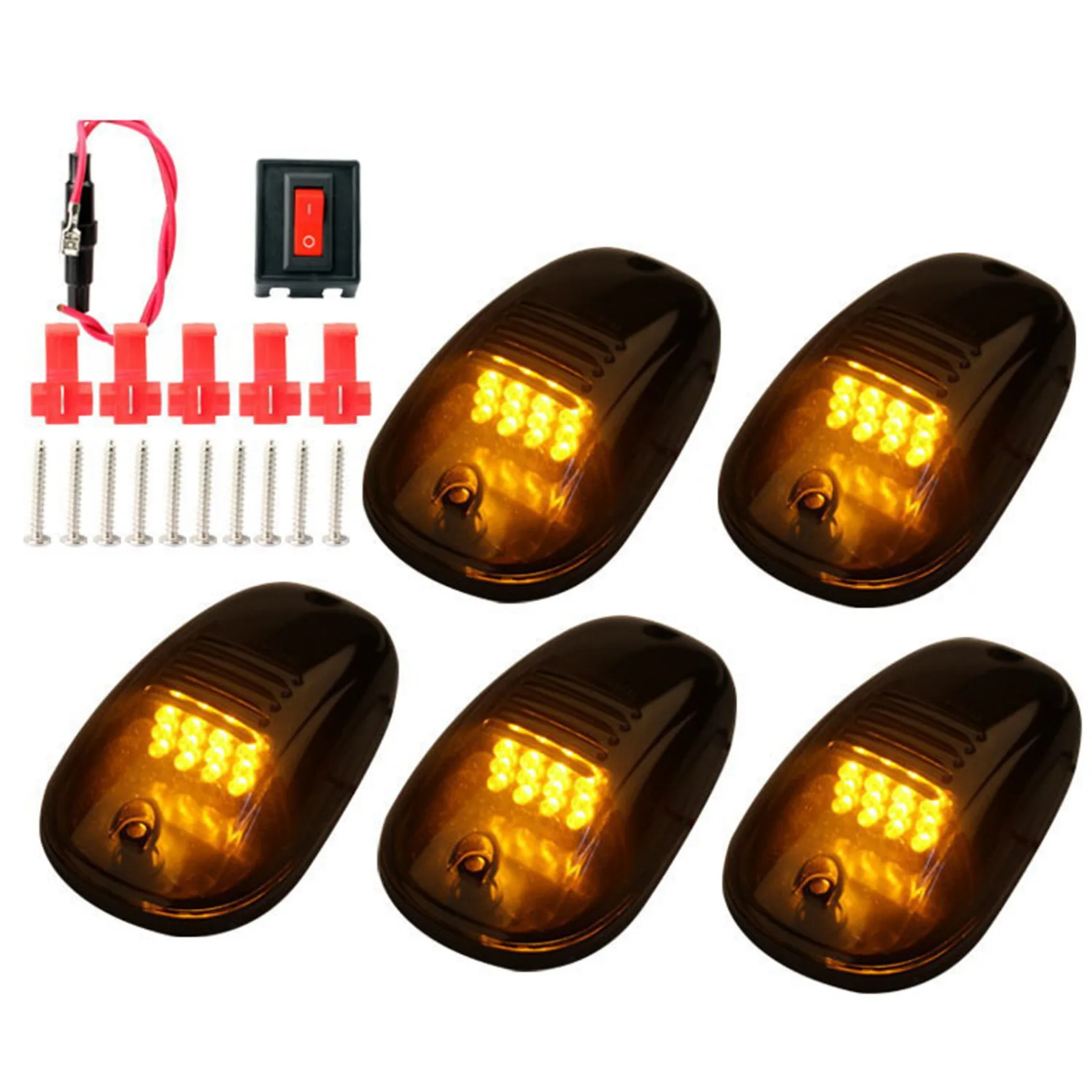 5PCS Car Dome Light Exterior 12LED Roof Light Top Warning Lamp for F-150 Ranger T6 T7 XTL Dodge RAM Yellow