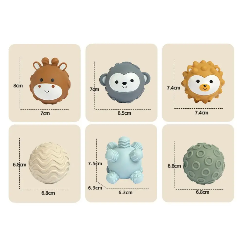 Formas de animais criança texturizado multi-sensorial brinquedos pequeno círculo empilhado sensorial texturizado squeeze bola exploração sensorial