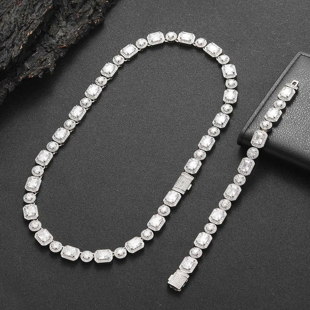 Imagem -04 - Colar de Zircão Gelado para Mulheres Bling Quadrado e Redondo Corrente de Tênis de Diamante Joias da Moda