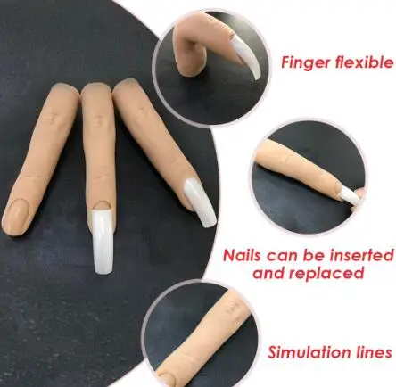 Practice Finger Display Model With Moveable Nails and Flexible Bentable Finger Suit For Nails Manicurist