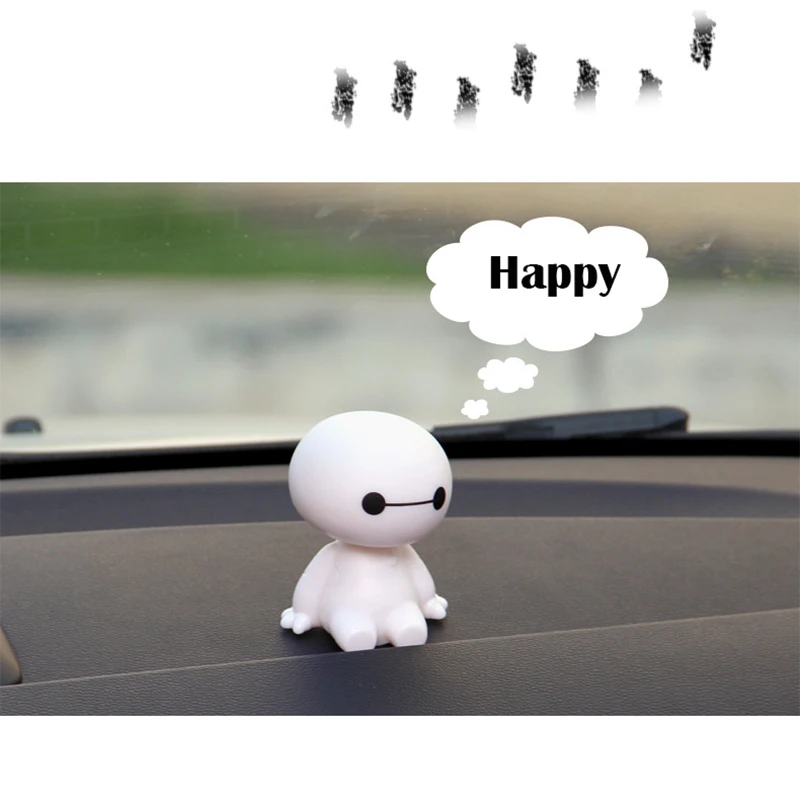 Cartoon Plastic Baymax Robot Shaking Head Figure Car Ornaments Auto Interior Decorations Big Hero Doll Toys Accessories