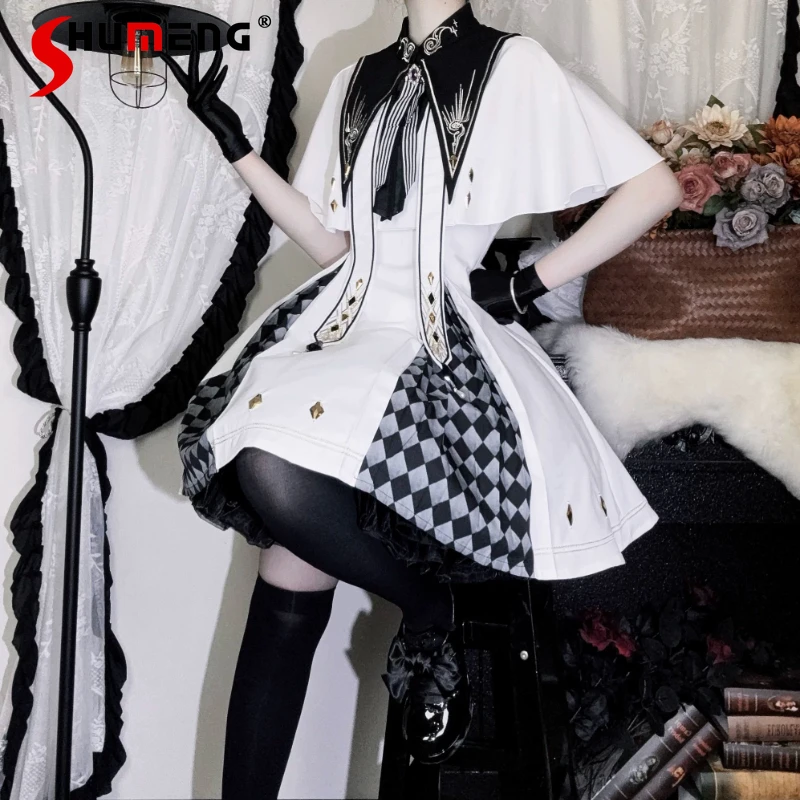 

Original Gothic White Lolita Dress Set European Court Vintage Lolita Cos Cosplay Costumes Spring and Summer Women's 3-piece Set