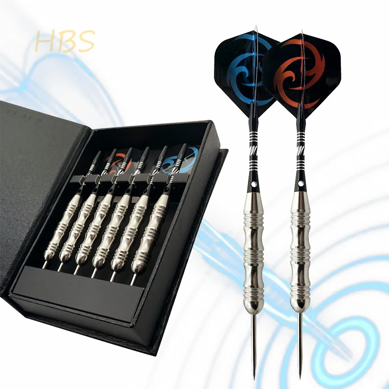 23g Classic Darts Professional Iron Darts Cylinder Aluminum Alloy Rod PET Leaf with Exquisite Gift Box 6PCS/ Set