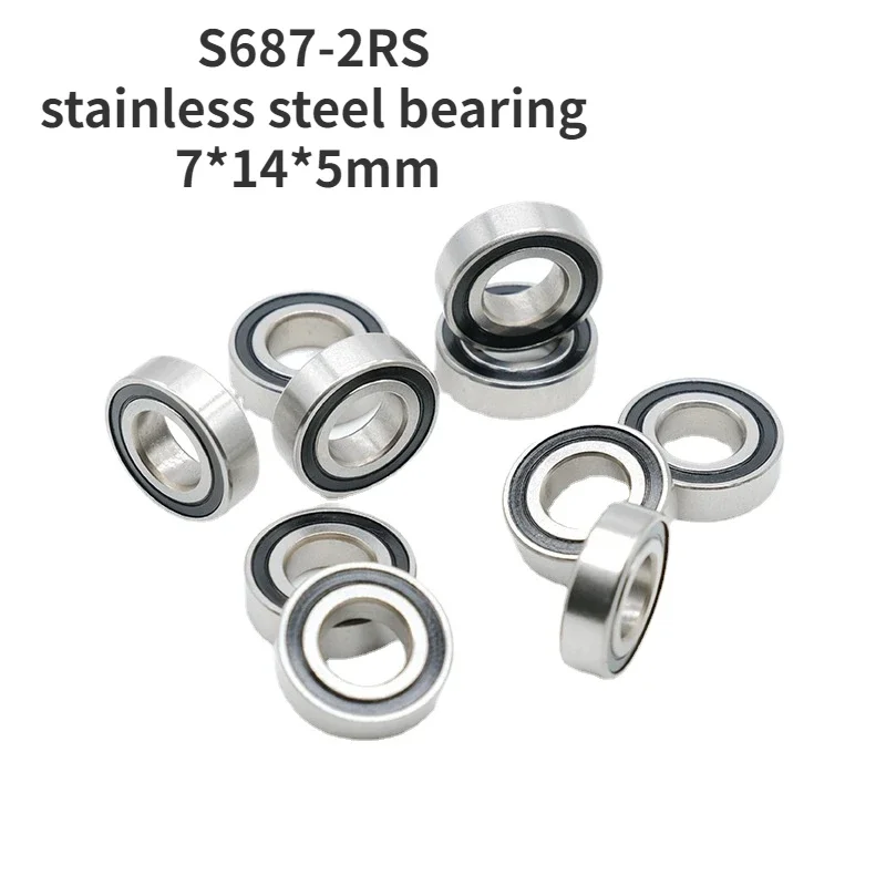 

Self-lubricating fishing gear drip wheel bearing S687-2RS stainless steel bearing 7*14*5mm rubber seal cover