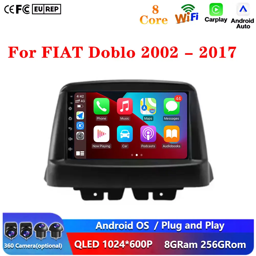 7 Inch For FIAT Doblo 2002 - 2017 WIFI 4G DSP 2 din Carplay Android 16 DSP Car Radio Auto Stereo Player WiFi GPS Navigation