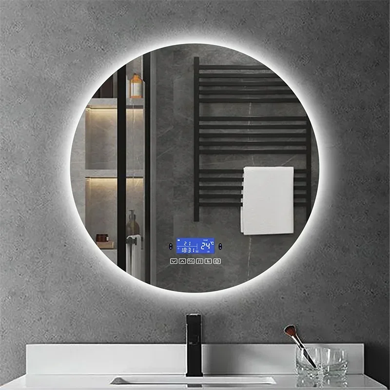 

Dimmable LED Smart Round Wall Mounted Bathroom With Body Induction Anti-Fog Bluetooth Backlit Light on sale