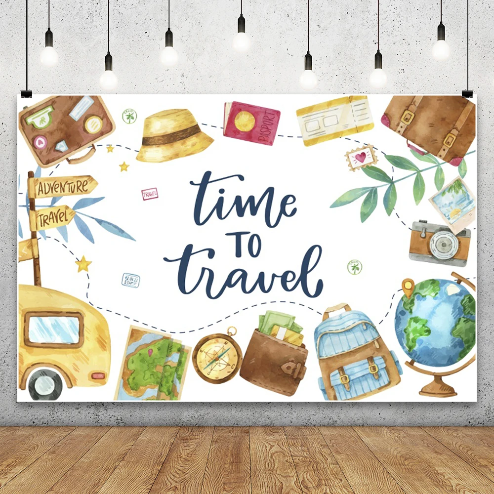 Kinder 1. Geburtstag Party Hintergrund Flugzeug Bus Welt Reisekarte Transport Fotografie Hintergrund Kuchen Zerquetschen Party Dekor