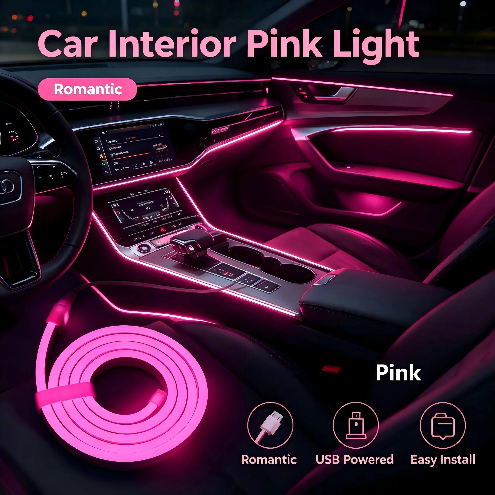 1 Pink Led Neon Light Strip with Touch Dimmer, Adjustable Light Brightness, 1m to 5m Levels, Can Be Cut, Suitable for House Cabinet Background Decoration, Holiday Party Decoration Atmosphere