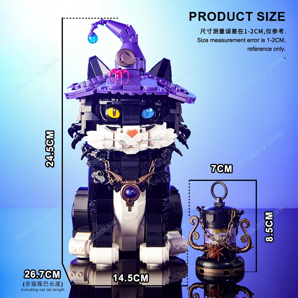 New 1128PCS Building Blocks Magic Cat MOC Magic Animal Series Eyes Color Changeable Classic Bricks Toy Kids Assemble DIY Gift