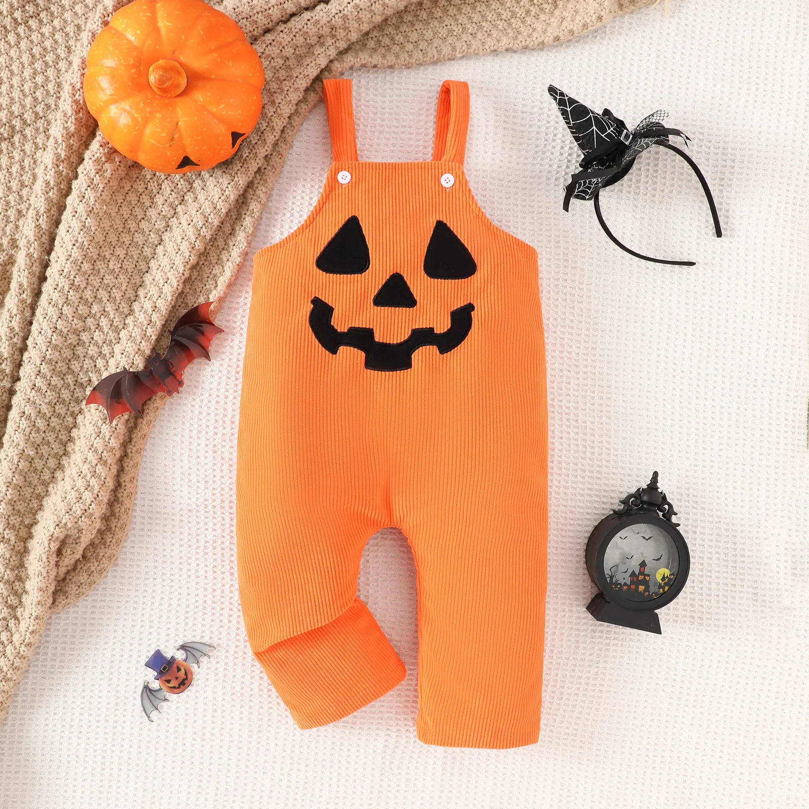 

Halloween Kids Costume Pumpkin Corduroy Overalls for Toddler Baby Boys Girls 0-4T Spooky Season Jumpsuit Trick or Treat Outfit