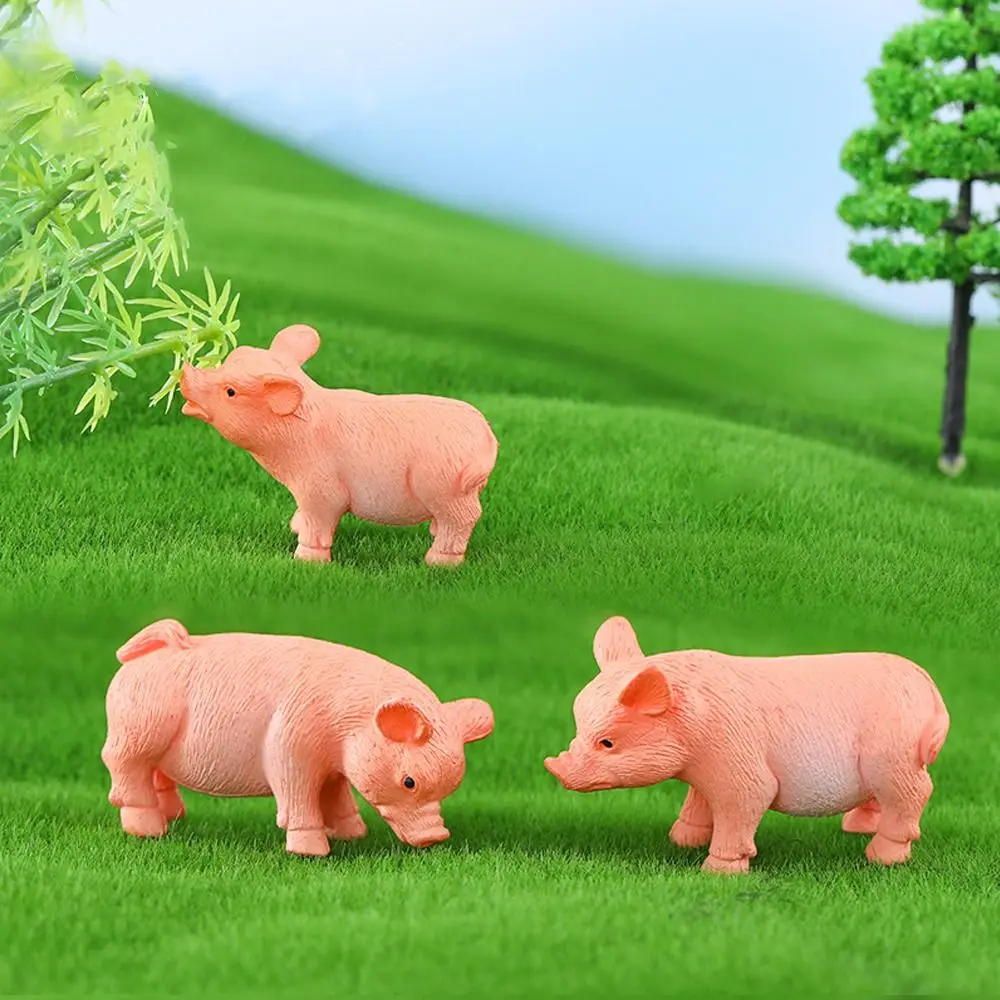 

3pcs Creative Realistic Pig Statue Plastic Waterproof Pig Miniature Figurine Cartoon Handmade Piggy Statue Home Decoration