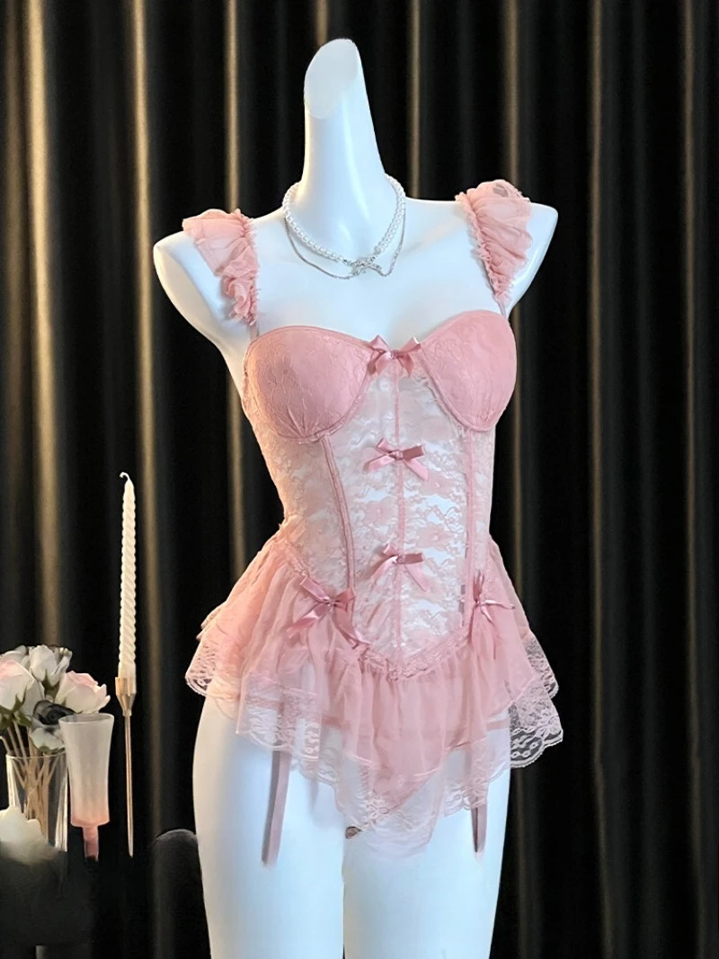 

Sexy Princess Puffy Skirt Lingerie for Women,Button Bra with Straps,Sweet Slimming Outfit,Hot Spice Girl Sleepwear