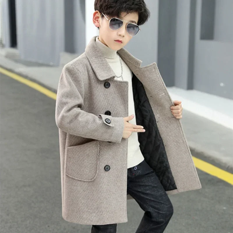 

Outerwear 2025 Solid Thicken Plus Velvet Winter Autumn Cotton Children's Clothing Girls Wool Coat Jacket
