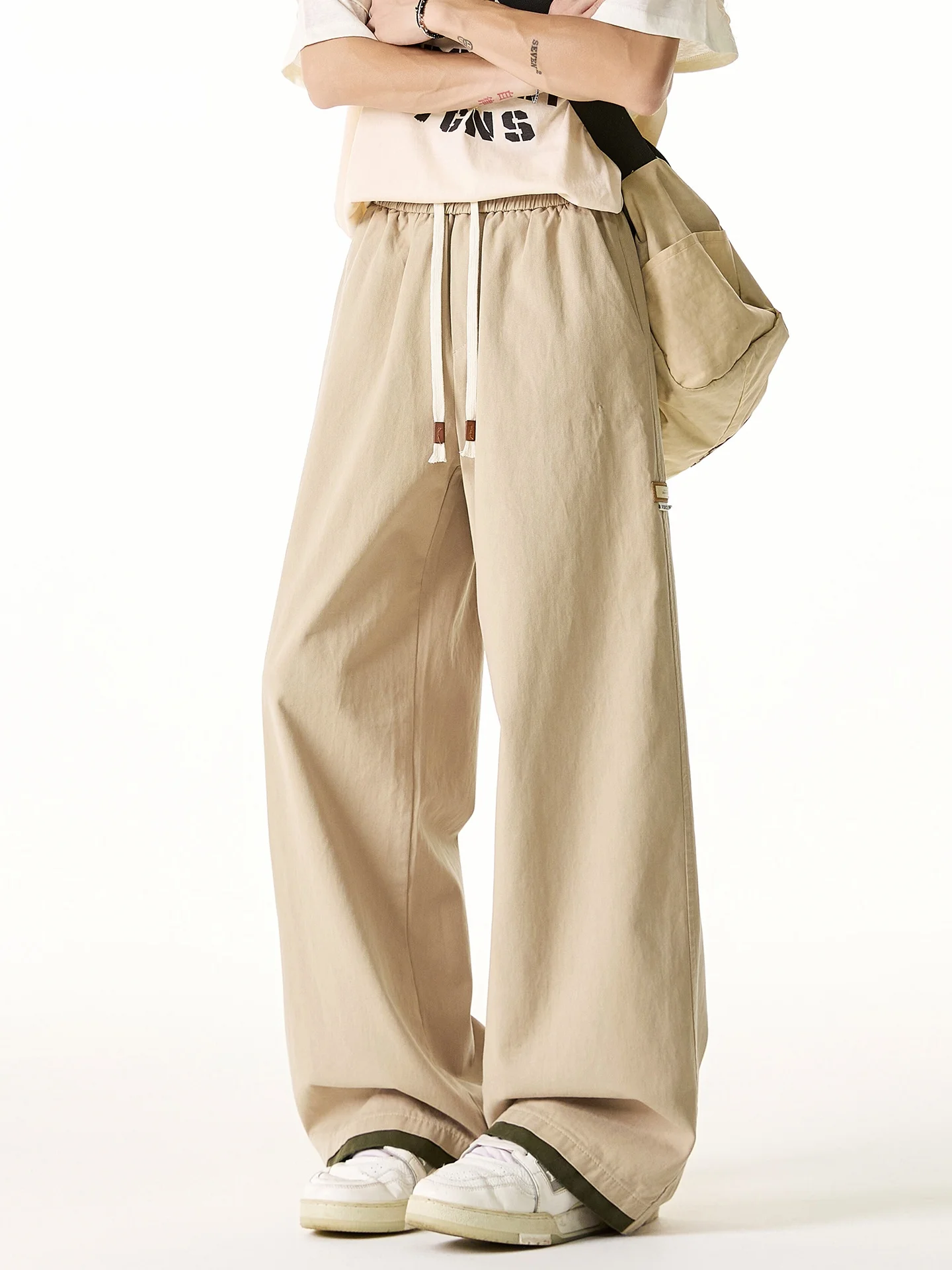 

American Retro Wide Leg Pants Men Summer Thin Lazy Sle Drape Casual Pure Cotton Loose Wide Leg Pants Wmnm Faion Brand