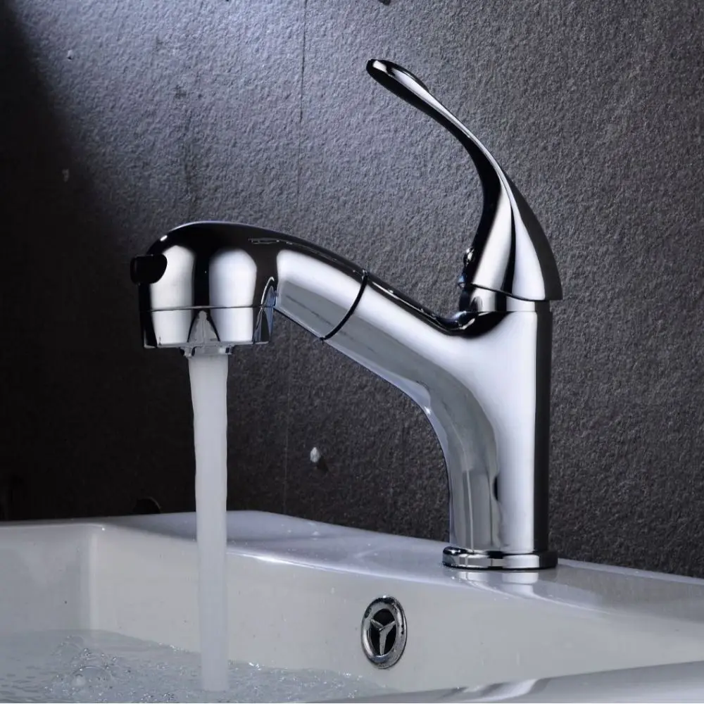

Large Head Design Pull Out Faucet Hot Cold Water Mixing Retractable Pull-Out Structure Mixer Tap Stable Water Supply