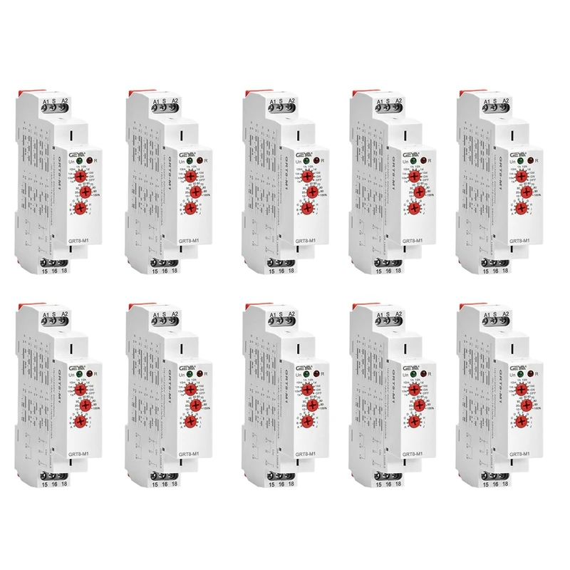 

ABGZ-10X GEYA GRT8-M1 On Off Time Delay Relay 16A AC/DC12V-240V Multifunction Din Rail Automatic Timer Relay