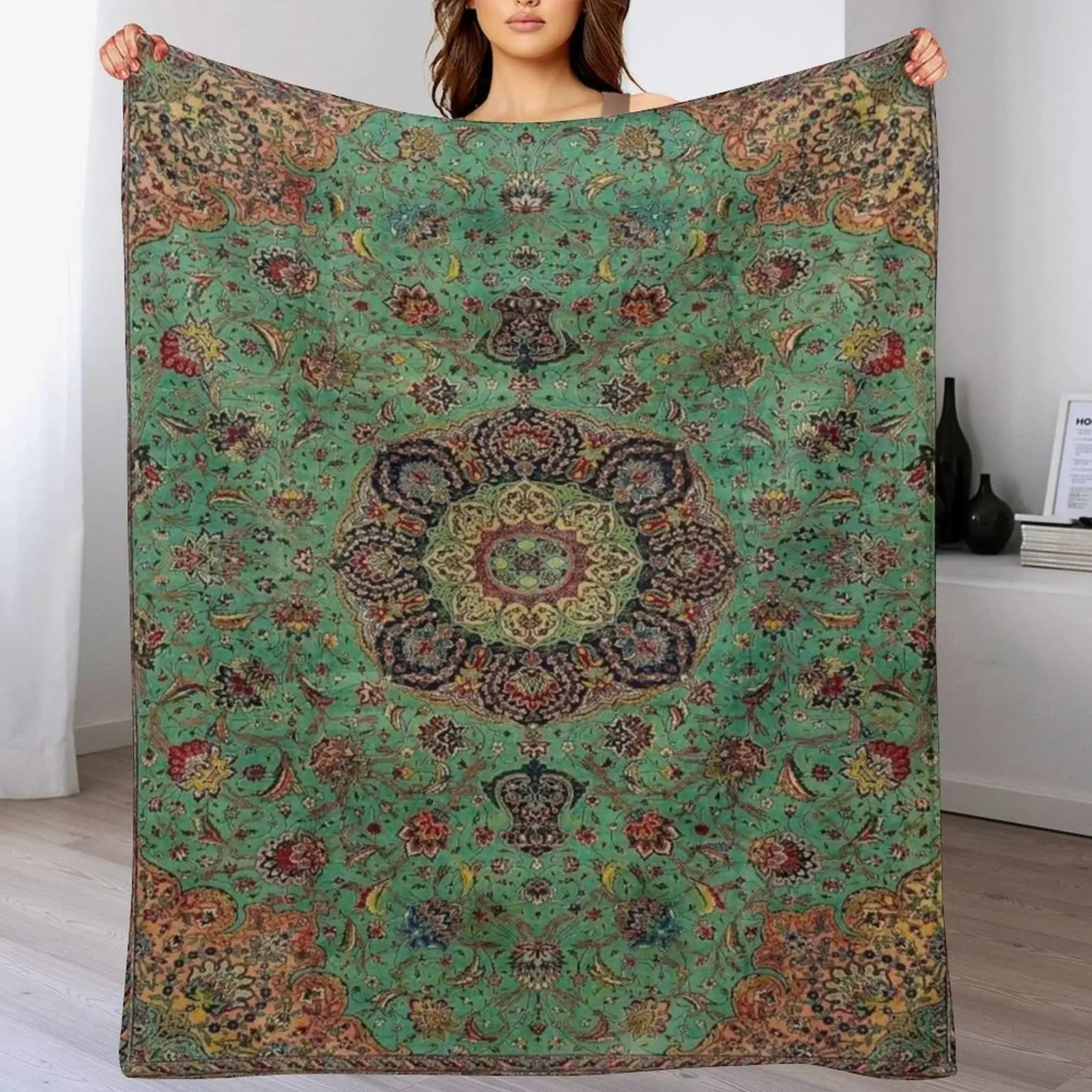 

Vintage Antique Persian Carpet Throw Blanket Moving valentine gift ideas Decorative Sofas Blankets