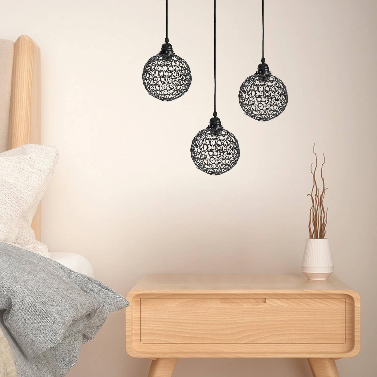 

Vintage Electroplated Metal Lampshade Iron Wire Bird Cage Design Hollow Ceiling Light Cover for Living Room Bedroom Kitchen