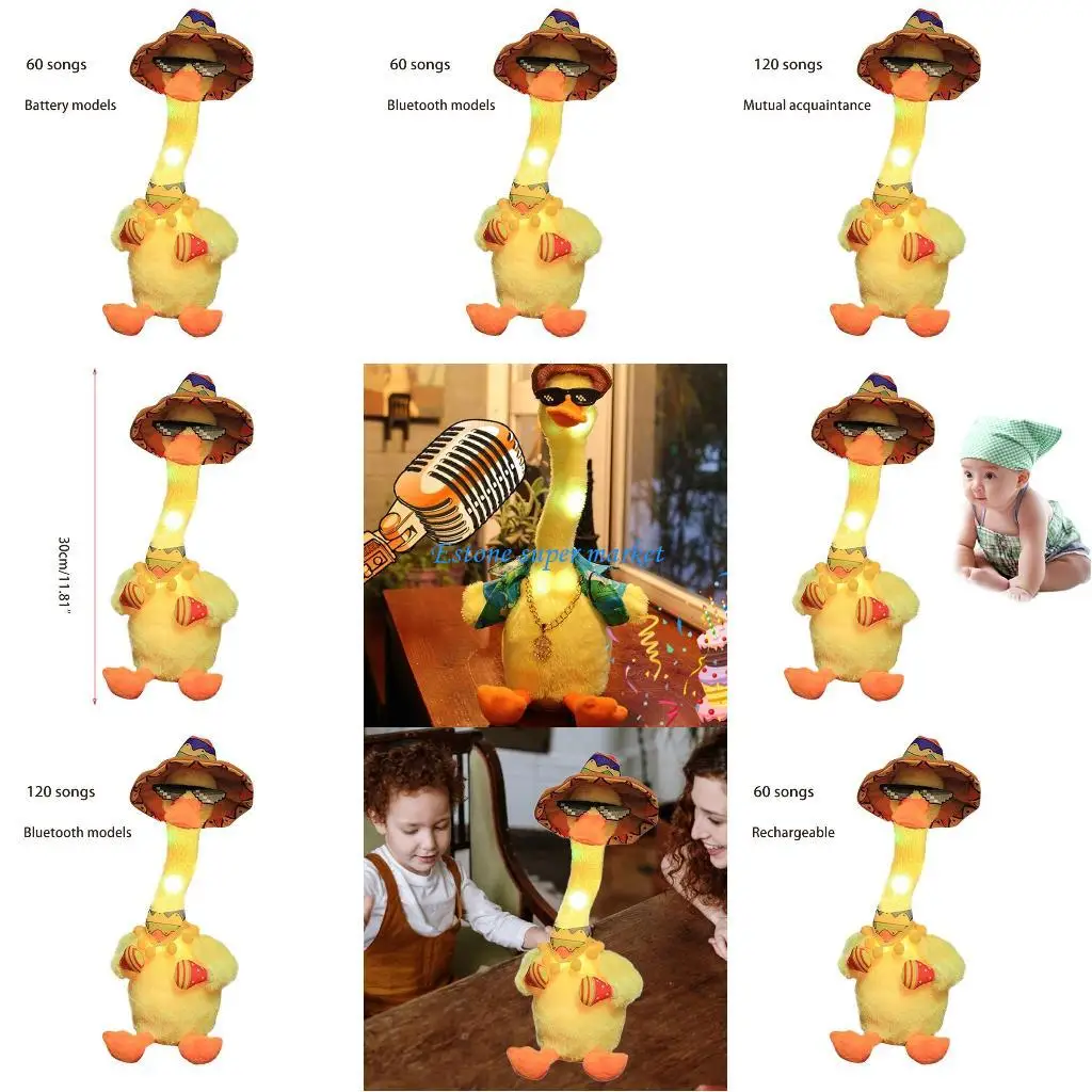 090B Pato eléctrico 30cm/12 pulgadas para decoración muñecas, regalo fiesta para niñas bailando T