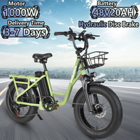 PHILODO-T1 Electric Bicycle 1000W48V20AH Lithium Battery Electric Bike Hydraulic Disc Brake 20-inch Fat Tire Urban Freight Ebike