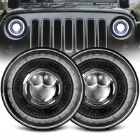 Faro Led de 7 pulgadas para coche Lada Niva 4x4, faros Led H4, Ojos de Ángel para Jeep Wrangler, 4x4 todoterreno, Suzuki Samurai, Toyota