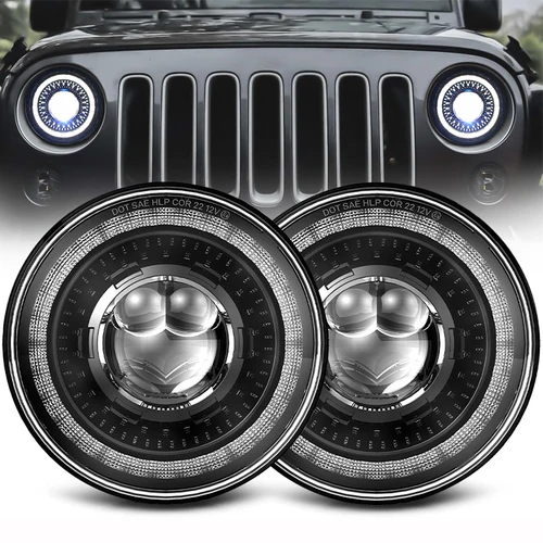 Imagen 1 del producto Faro Led de 7 pulgadas para coche Lada Niva 4x4, faros Led H4, Ojos de Ángel para Jeep Wrangler, 4x4 todoterreno, Suzuki Samurai, Toyota