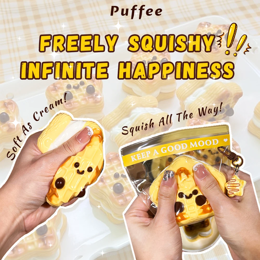 Juguete blando de silicona de calidad alimentaria Star Waffle, blando Taba hecho a mano, adhesivo suave cremoso, juguete para apretar de rebote lento, regalo feliz