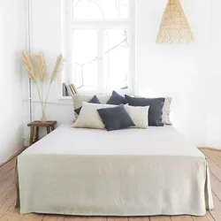 Bed Skirt Set 100% Linen, 2 Pillowcases,1 Bed Skirt for King/Queen Size Bed With 14