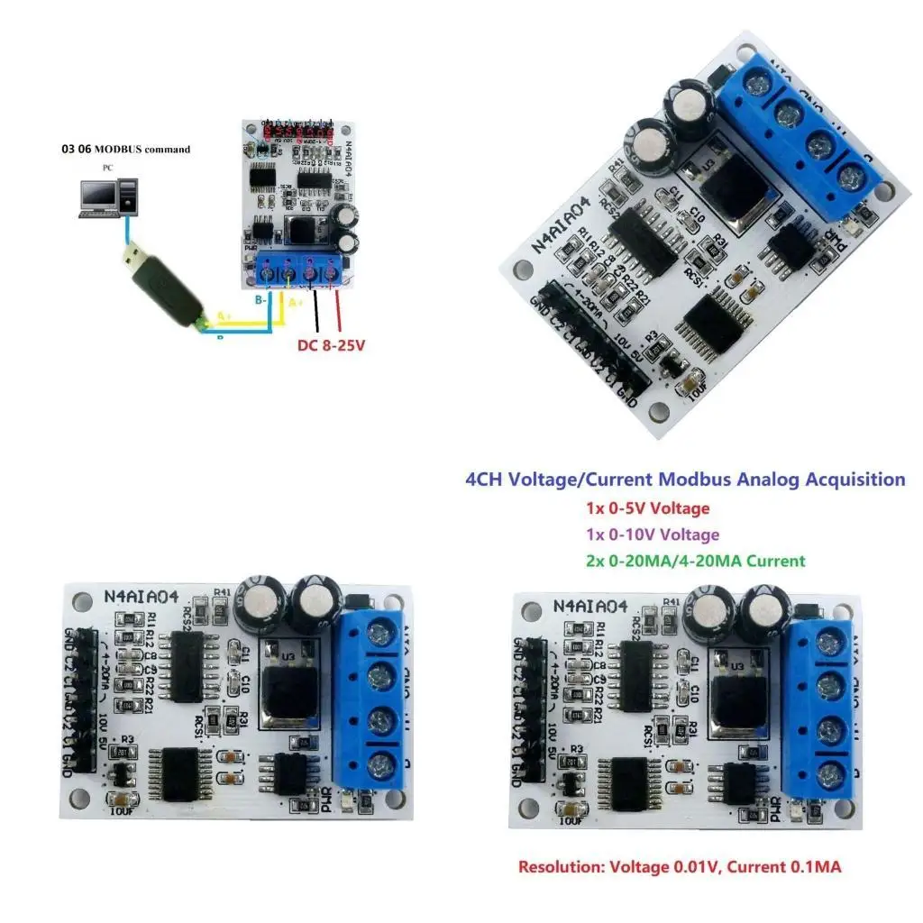 

31BA RS485 Модуль сбора тока напряжения Modbus RTU