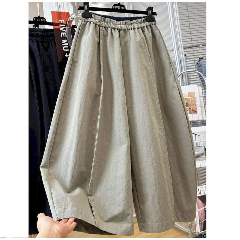 Solid Harem Pants for Women Casual Vintage 2026 Summer Sale Korean Style Elastic Waist Workwear Cropped Trousers Wide Leg Pants