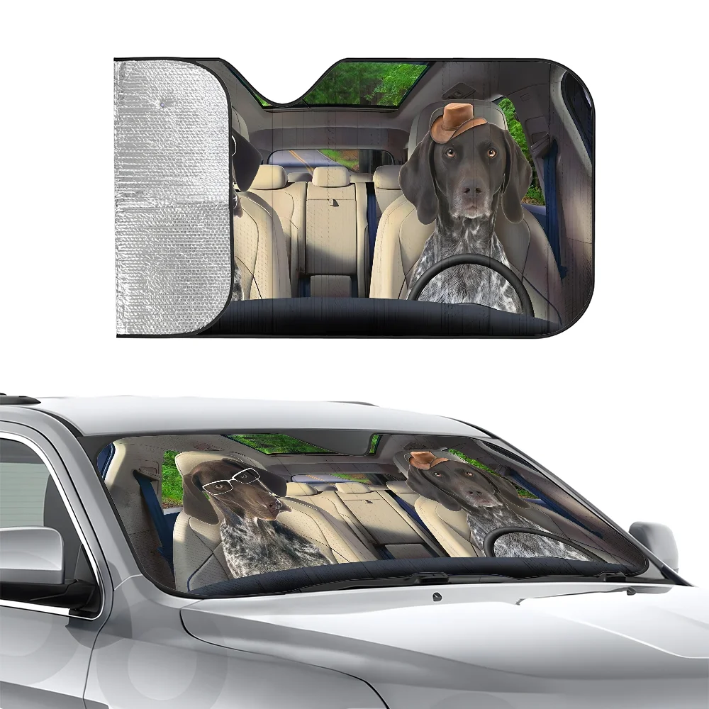 

German Shorthaired Pointer Dog Car SunSha Three-layer Insulation Car Front Windshield Sun Sha Suction Cup Blocks UV Rays Sun