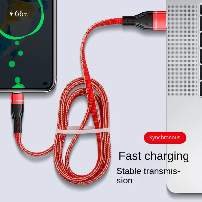 Cabo de dados trançado para celular, carregamento rápido, adequado para Huawei, tipo C