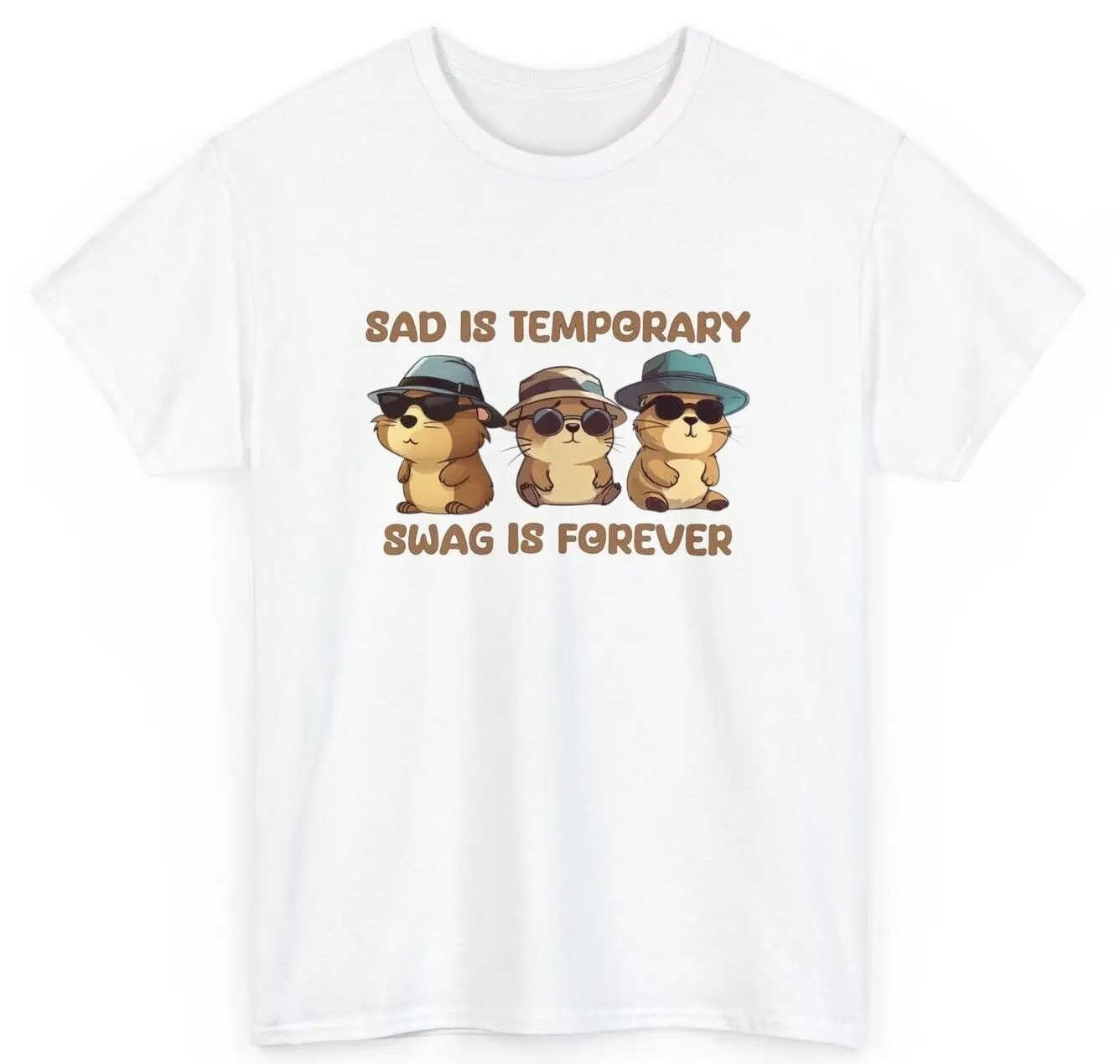 Funny Capybara Shirt, Cartoon Capybara Tshirt, Sad Is Temporary Swag is Forever