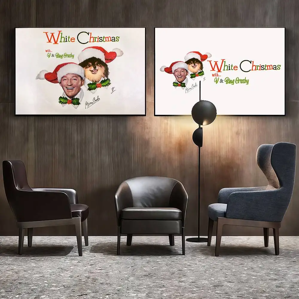 الأبيض عيد الميلاد بنج كروسبي ملصق ملصق HD جودة ديكور جدار غرفة المنزل #5