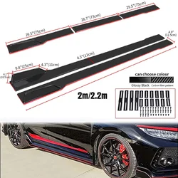 Universal 2.2M/2m Car Side Skirts Extension Spoiler Rocker Panels Lip Splitters ABS Side Spoiler Car Accessories For BMW Subaru