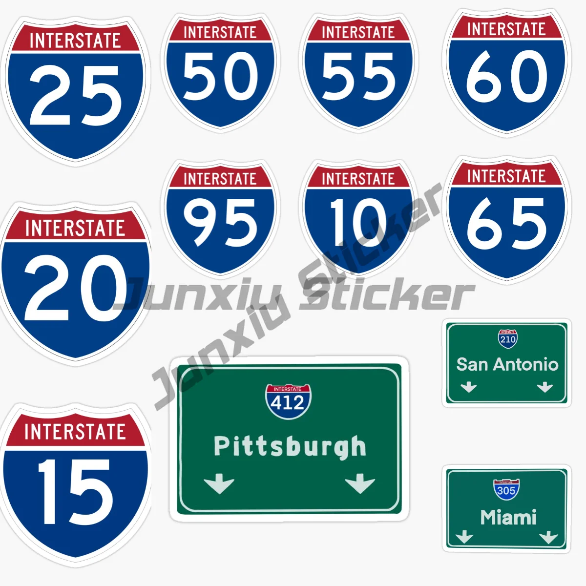US Interstate Highway Sign I-5 of 15 20 25 30 35 40 45 50 55 60 65 70 75 80 85 I-90 Sign Car Sticker Vinyl Self-Adhesive Decal