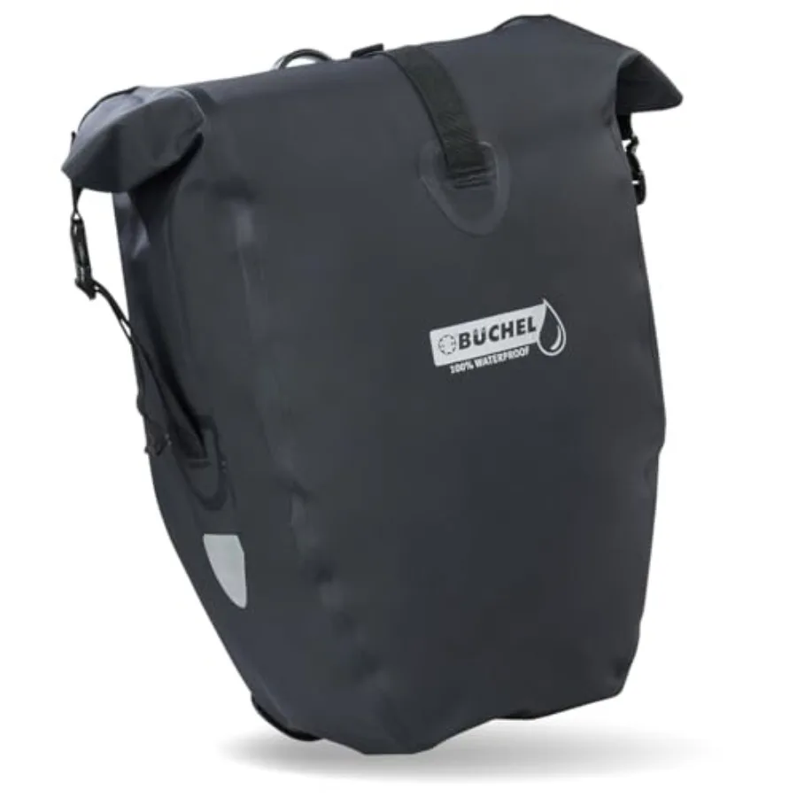 

Bike pannier rack bag for grocery touring and commuter cycling, 100 waterproof nylon, black, 26L large capacity rear saddle bag