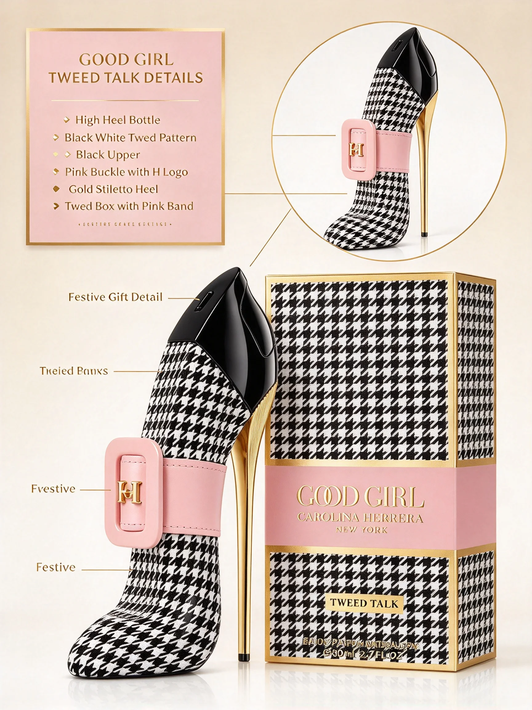 Good Floral & Wedding Decor Supply Photos - カロリーナ・エレーラ グッドガール ツイードトーク オードパルファム（EDP）、2.7 fl oz/80ml、1本。フローラル、バニラ、アンバーの香りが上品で、持続性の高い香水。誕生日や記念日のプレゼントに最適。秋、ハロウィン、感謝祭、ブラックフライデー、サイバーマンデー、クリスマス、2027年の新年にも。