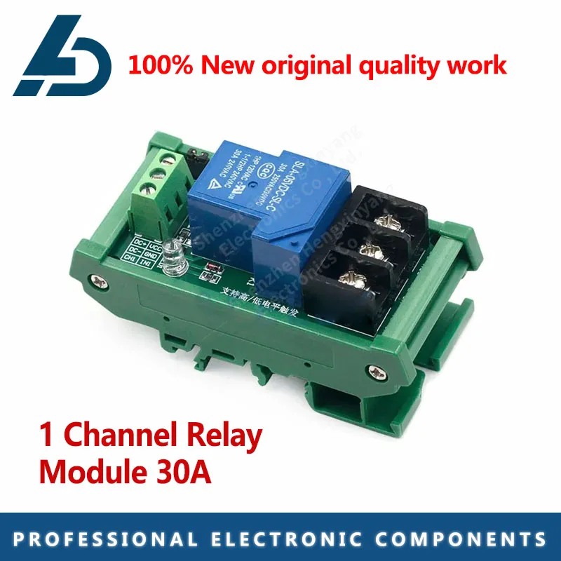 5V 12V 24V One 1 Channel Relay Module 30A with Optocoupler Isolation Supports High/Low Level Trigger with Guide Rail