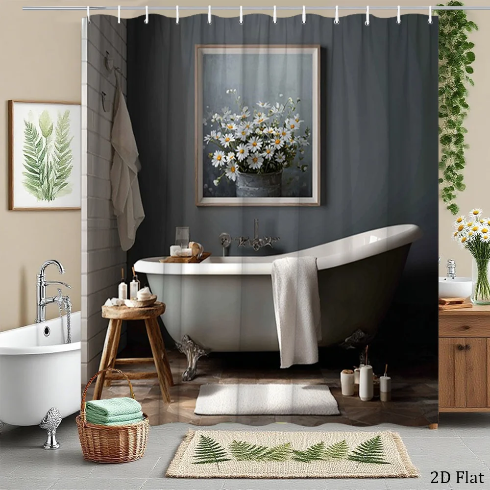 Waterproof Shower Curtain Gray Bathroom Curtain 180x200cm Modern Privacy Shower Screen for Luxury Home Spa Decor - view 4