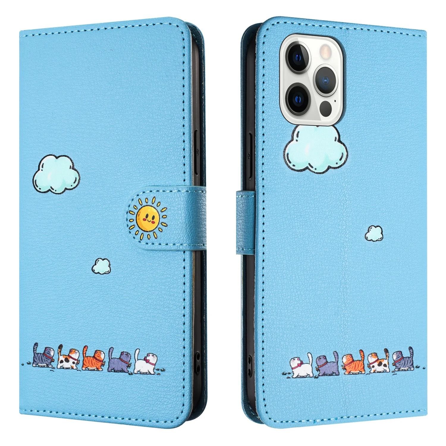 Per Apple Iphone 14 / 14 Pro / 14 Plus / 14 Pro Max Cover Cartoon Cat Style Softshell Flip Leather Case