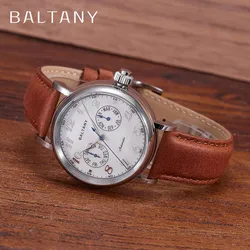 Baltany Vintage Dress Wristwatches Miyota 9122 Vickers 500HV MOP Dial Polished Stainless Steel Multifunction Automatic Watches