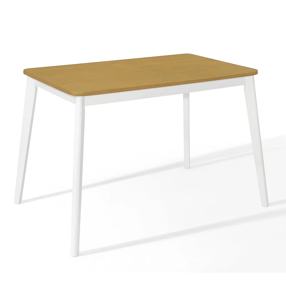 Juego de mesa de comedor minimalista de dos tonos, 5 piezas, muebles de interior de madera maciza, roble claro blanco, construcción robusta, fácil montaje