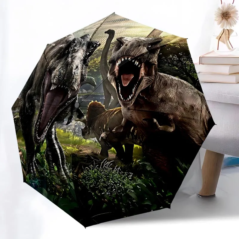 

Складной зонт с рисунком динозавра, модный, с автоматическим открытием, 8, железные ребра, пластиковая ручка, складной солнцезащитный козырек, идеальные рождественские подарки