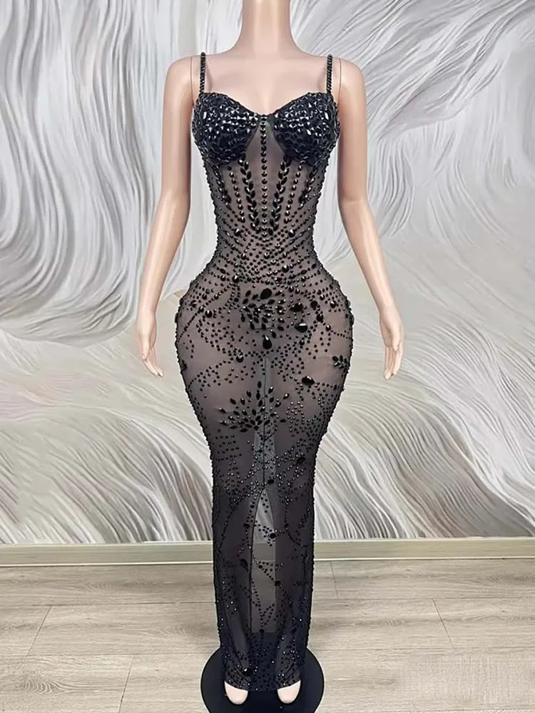 

High Quality Hot Stamping Sexy Perspective Mesh Suspender Dress 2026 New Fashionable Custom Women'S Clothing
