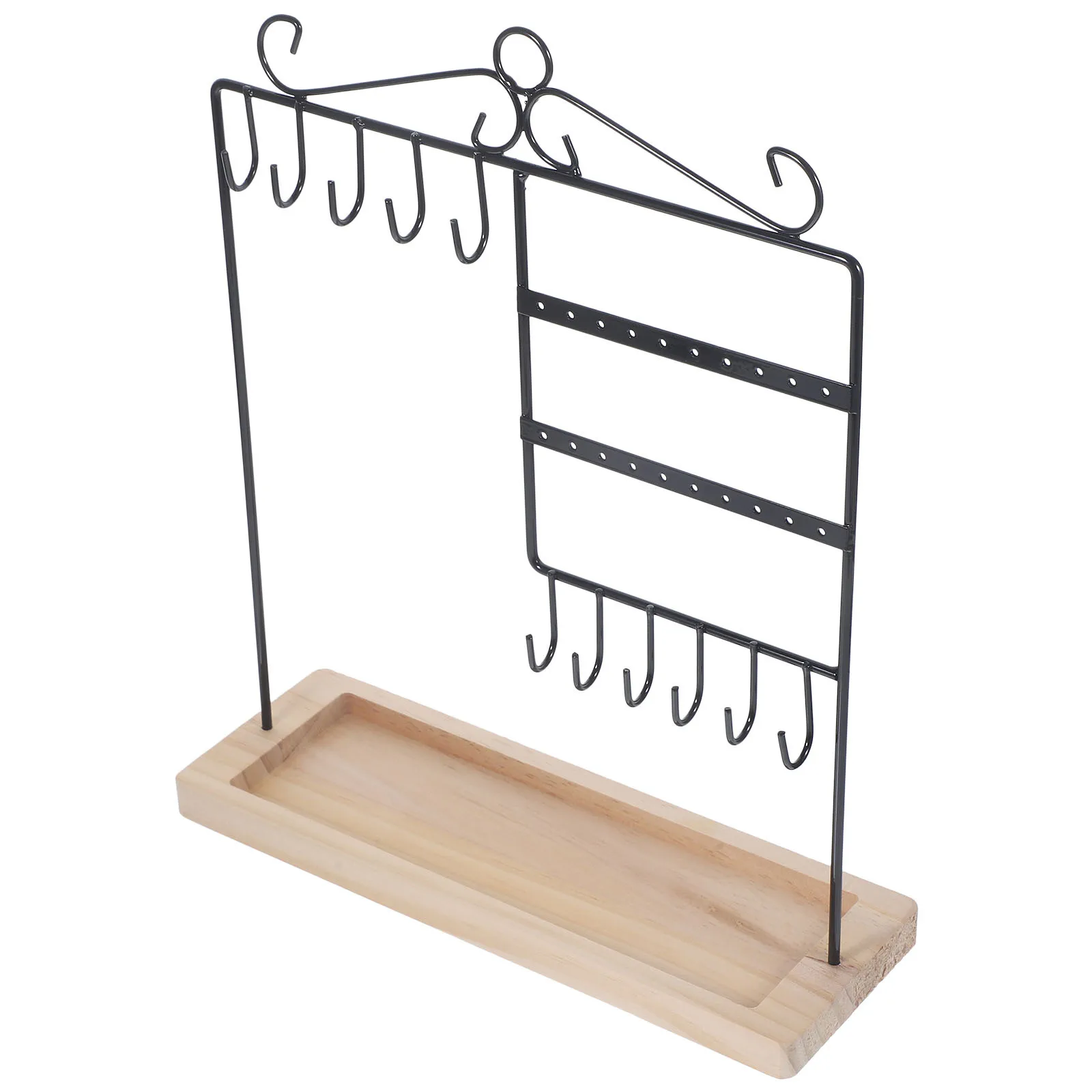 مجوهرات عرض موقف علبة خشبية حامل القرط رف الحديد قلادة سوار التخزين المنظم حامل ملحقات ديكور المنزل