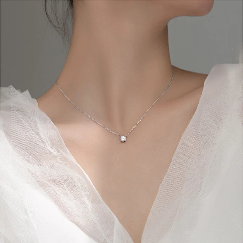 Collana placcata oro 14k in argento Sterling 925 caldo Versatile catena clavicola girocollo con zirconi scintillanti per gioielli da sposa da donna