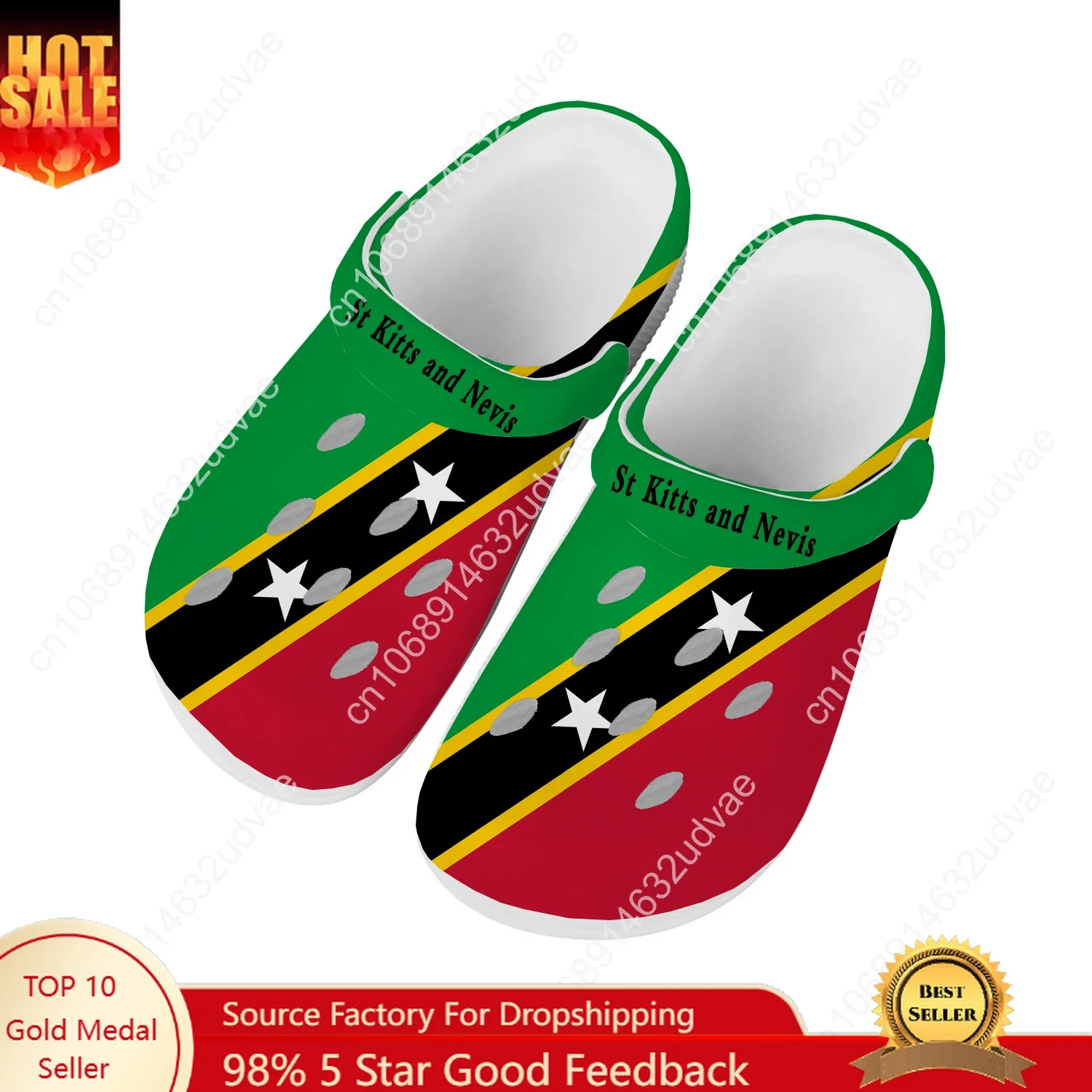 St Kitts and Nevis Water Shoes Men Women Teenager Non-slip Home Garden Clogs Custom Sandals Beach Breathable Hole Slippers